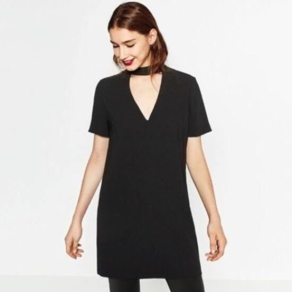 ZARA Black V-Neck Cutout Dress